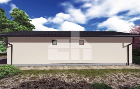 Projekt úzkého třípokojového bungalovu ve tvaru obdélníku - č.47